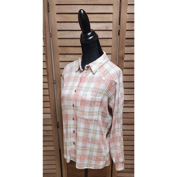 Modish Rebel Womens Size XS Pink Button Up Plaid Shirt Soft Long-Sleeve Blouse - Picture 4 of 7